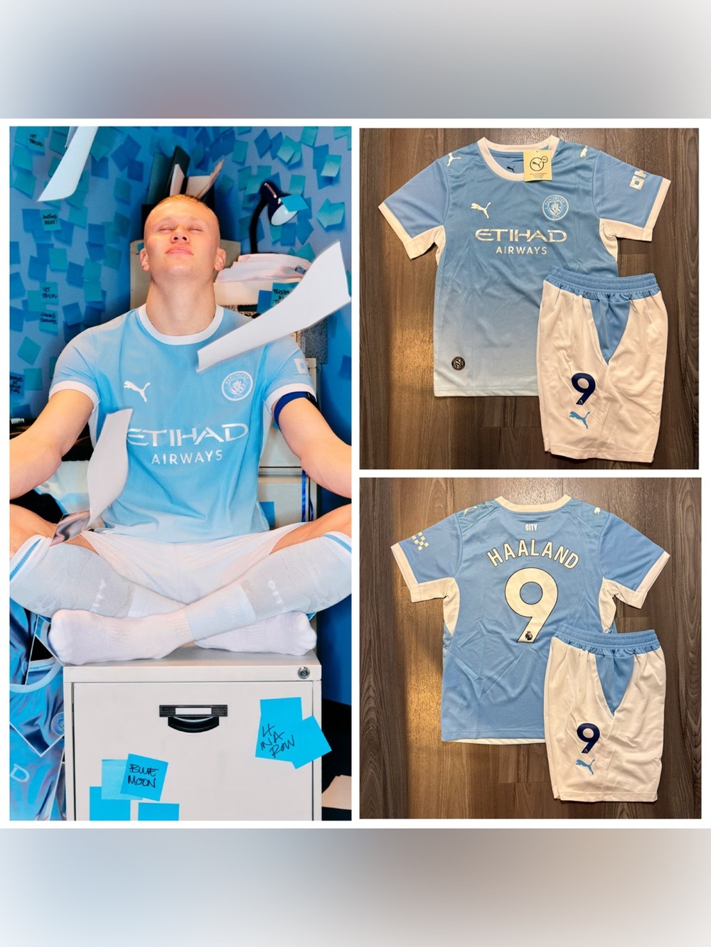 ERLING HAALAND #9 Manchester City 2026-27 Home Kids Kit